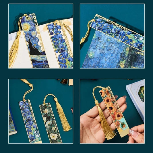 Marque-page "Tournesol Nuit Étoilée" : Gravure, Peinture à l'Huile Rétro