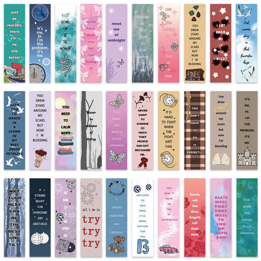 30 Marque-pages en Papier "Lyrics Inspirants" - Style Cartoon