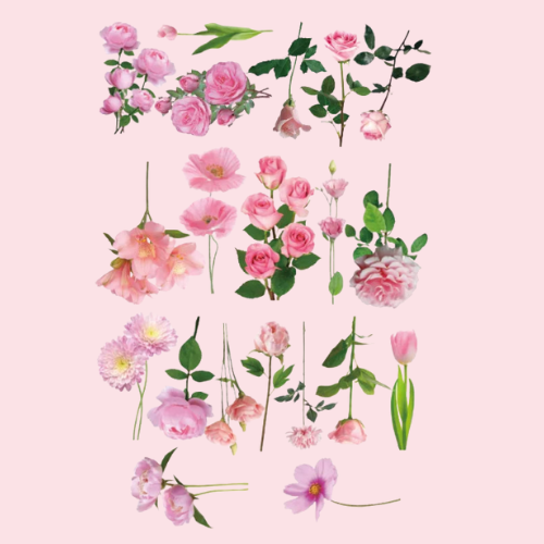 Lot de 40 Stickers Fleurs Kawaii