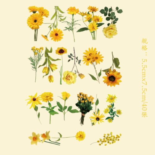 Lot de 40 Stickers Fleurs Kawaii