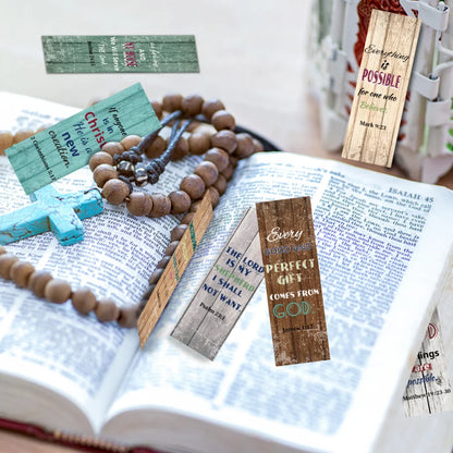 Ensemble de marque-pages (24 Pcs) : versets bibliques et messages positifs