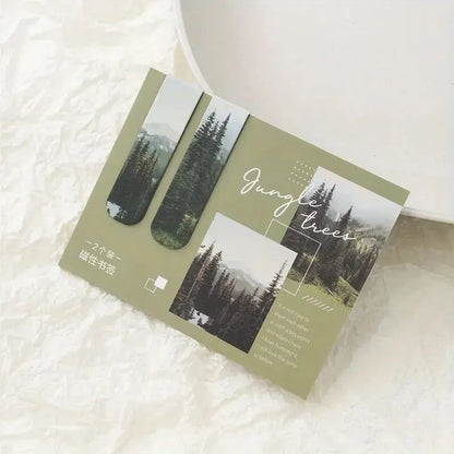 Lot de 2 marque-pages magnétiques paysage forestier