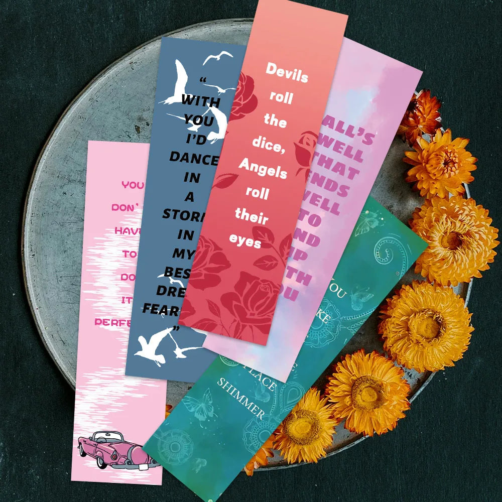 30 Marque-pages en Papier "Lyrics Inspirants" - Style Cartoon