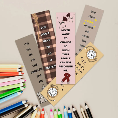 30 Marque-pages en Papier "Lyrics Inspirants" - Style Cartoon