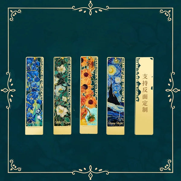 Marque-page "Tournesol Nuit Étoilée" : Gravure, Peinture à l'Huile Rétro
